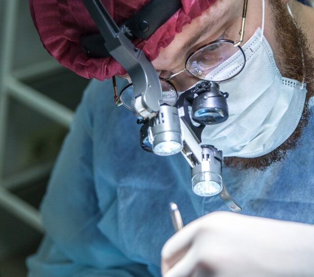 Small animal specialist surgeon performing surgery